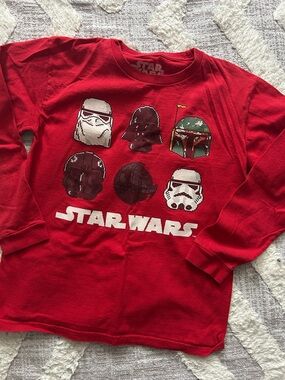 Star Wars Red Long Sleeve Tee with Character Helmets